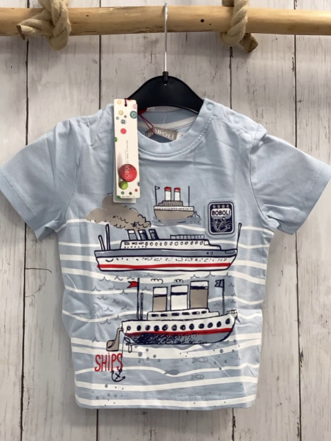 Boboli neu T-Shirt Gr. 80  hellblau weiße Streifen Schiffe