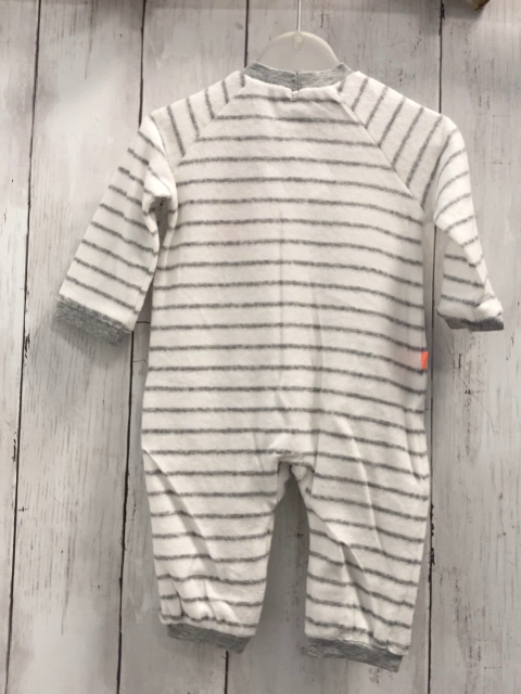 Boboli neu Strampler Gr. 74  weiß graue Streifen Schrift Frottee