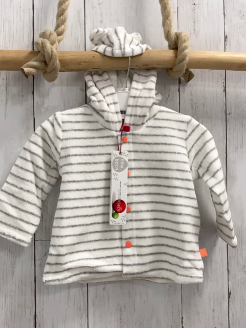 Boboli neu Frotteejacke Gr. 68  weiß graue Streifen orange Knöpfe