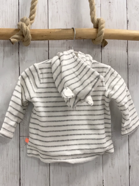 Boboli neu Frotteejacke Gr. 68  weiß graue Streifen orange Knöpfe