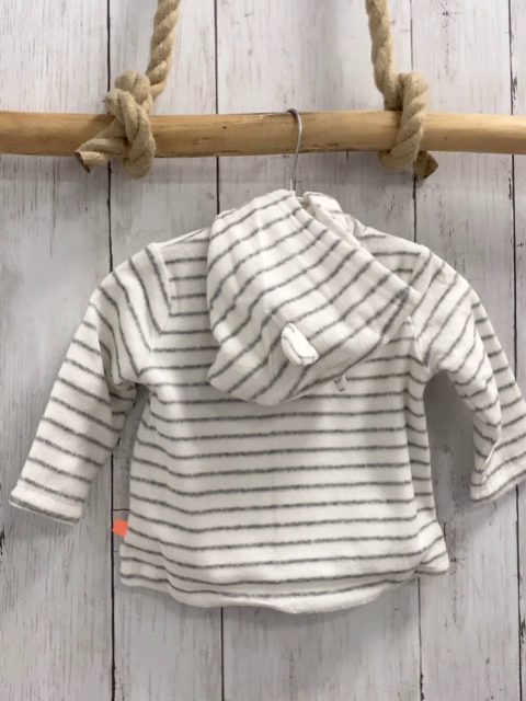 Boboli neu Frotteejacke Gr. 68  weiß graue Streifen orange Knöpfe