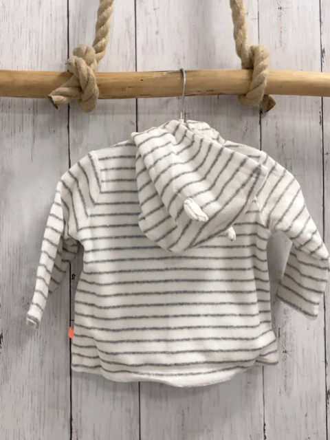 Boboli neu Frotteejacke Gr. 56  weiß graue Streifen orange Knöpfe