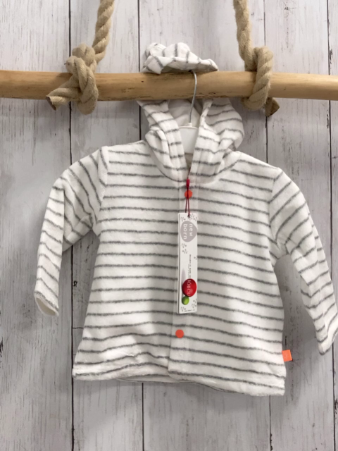 Boboli neu Frotteejacke Gr. 62  weiß graue Streifen orange Knöpfe