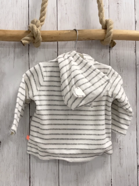 Boboli neu Frotteejacke Gr. 62  weiß graue Streifen orange Knöpfe