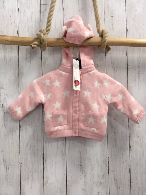 Boboli neu Strickjacke Gr. 68  rosa weiße Sterne Strick warm gefüttert abtrennbare Kapuze
