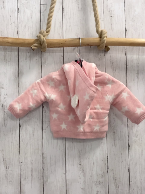 Boboli neu Strickjacke Gr. 56  rosa weiße Sterne Strick warm gefüttert abtrennbare Kapuze