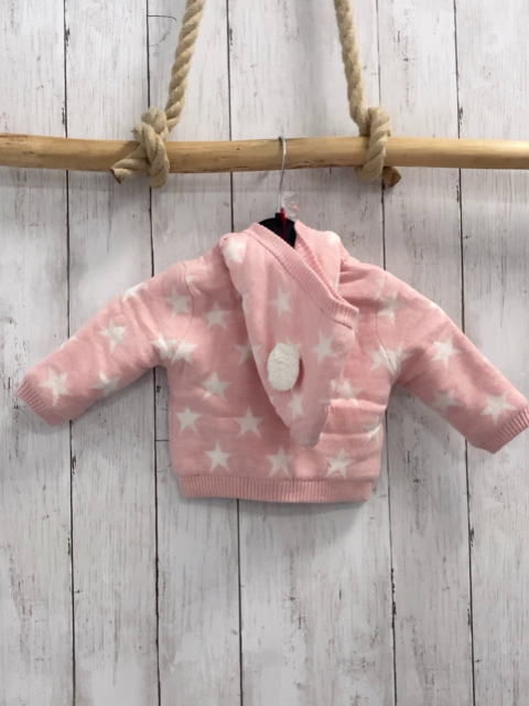 Boboli neu Strickjacke Gr. 62  rosa weiße Sterne Strick warm gefüttert abtrennbare Kapuze