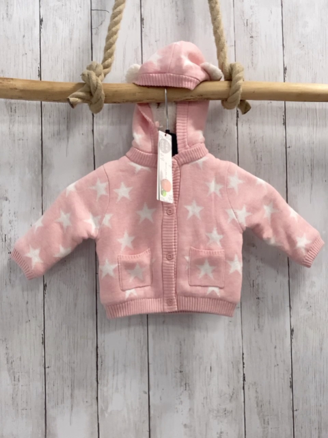 Boboli neu Strickjacke Gr. 62  rosa weiße Sterne Strick warm gefüttert abtrennbare Kapuze