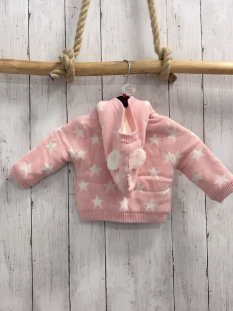 Boboli neu Strickjacke Gr. 62  rosa weiße Sterne Strick warm gefüttert abtrennbare Kapuze