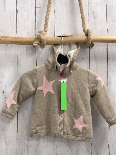 Boboli neu Strickjacke Gr. 80  beige rosa Stern Strick warm gefüttert abtrennbare Kapuze