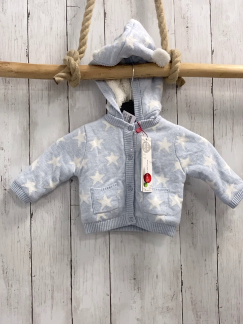 Boboli neu Strickjacke Gr. 56  hellblau weiße Sterne warm gefüttert