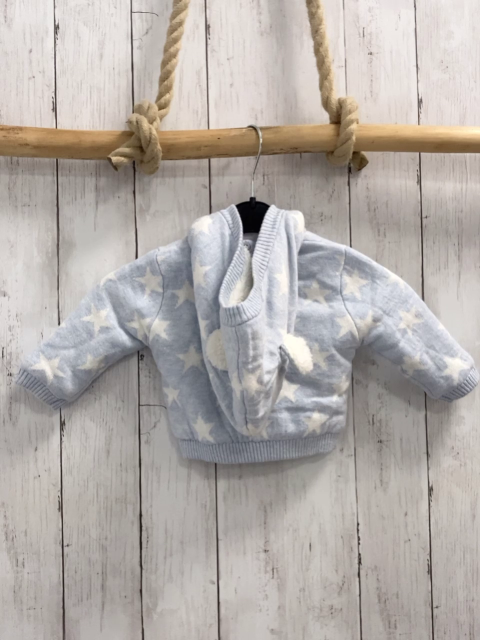 Boboli neu Strickjacke Gr. 56  hellblau weiße Sterne warm gefüttert