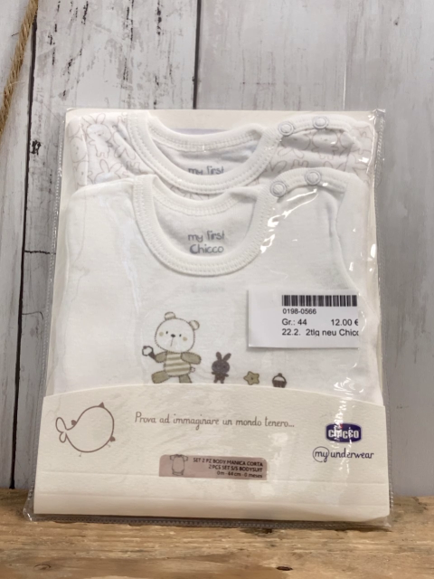 2tlg neu Chicco Bodyset Gr. 44  weiß + weiß beige Hasen