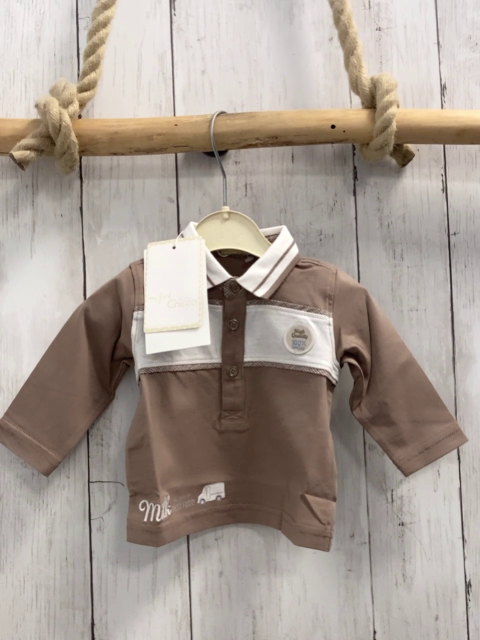 Chicco neu Langarmshirt Gr. 56  hellbraun weiß Kragen