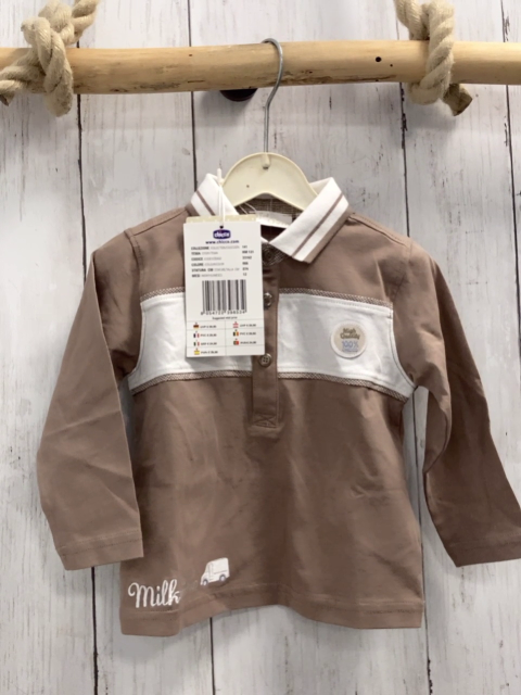 Chicco neu Langarmshirt Gr. 74  hellbraun weiß Kragen