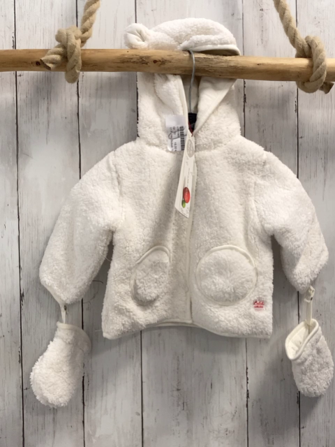 neu Boboli 2tlg Plüschjacke + Handschuhe Gr. 74  weiß mit Ohren