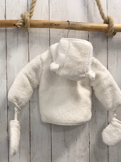 neu Boboli 2tlg Plüschjacke + Handschuhe Gr. 74  weiß mit Ohren