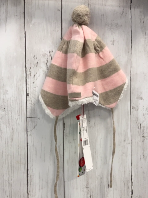 neu Boboli Mütze Gr. S/50  rosa beige gestreift Strick Plüschfutter