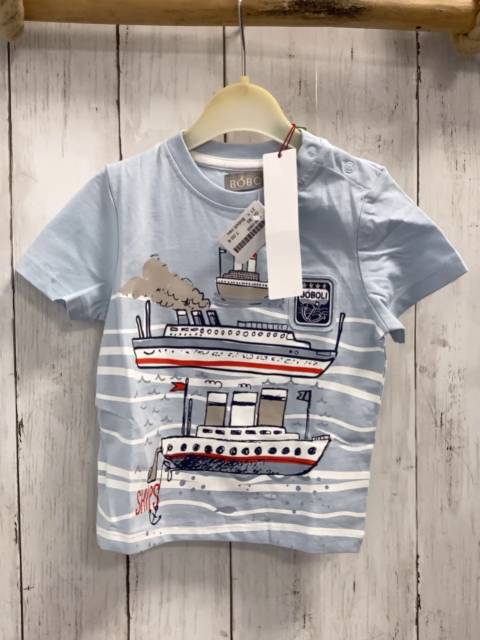 Boboli neu T-Shirt Gr. 80  blau weiße Streifen Schiff