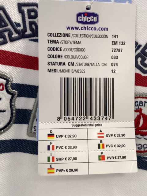 Chicco neu 2tlg T-Shirt + Shorts Gr. 74  weiß blau rote Streifen blauer Bund + blau NP 32,90€ 