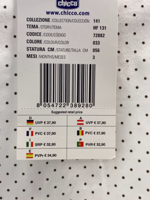 Chicco neu 2tlg  T-Shirt + Leggings Gr. 62  weiß braune Punkte + braun NP 37,90 €