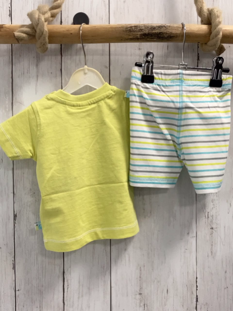 blue seven 2tlg neu T-Shirt + Shorts Gr. 56  gelbgrün Monster Herz + weiß blau gelb grün gestreift