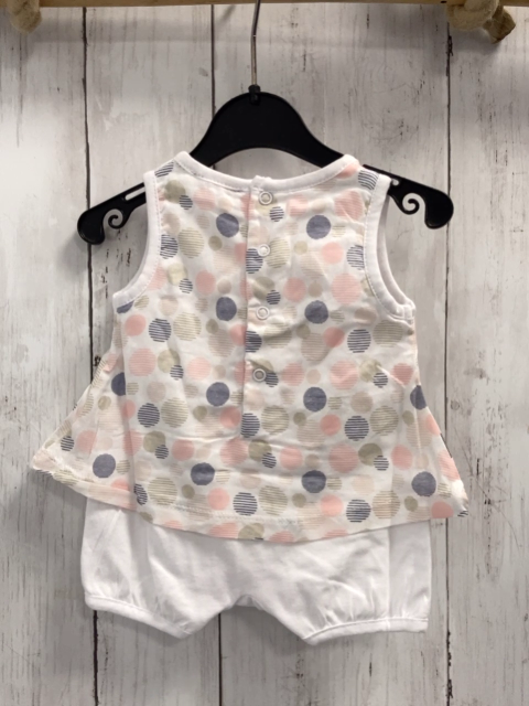 Boboli neu Playsuit Gr. 56  weiß rosa beige blaue gestrichelte Kreise