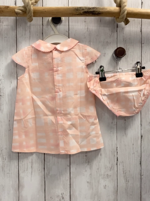 Boboli neu 2tlg  Kleid + Höschen Gr. 74  rosa weiß kariert Kragen