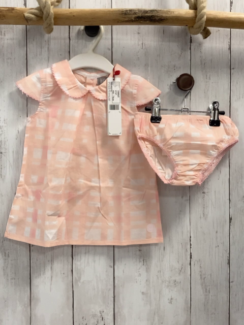 Boboli neu 2tlg Kleid + Höschen Gr. 62  rosa weiß kariert Kragen