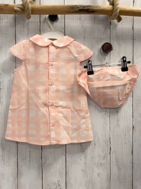 Boboli neu 2tlg Kleid + Höschen Gr. 68  rosa weiß kariert Kragen