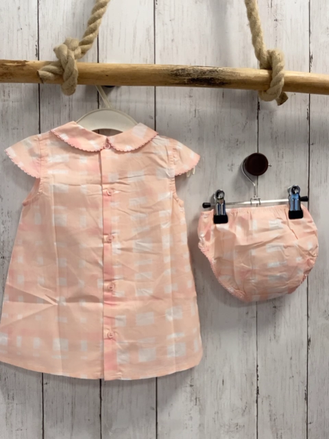 Boboli neu 2tlg Kleid + Höschen Gr. 62  rosa weiß kariert Kragen