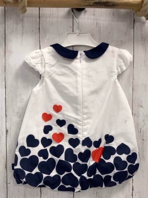 Boboli neu  Kleid Gr. 80  weiß blaue rote Herzen blauer Kragen 