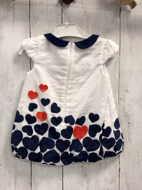 Boboli neu  Kleid Gr. 74  weiß blaue rote Herzen blauer Kragen 