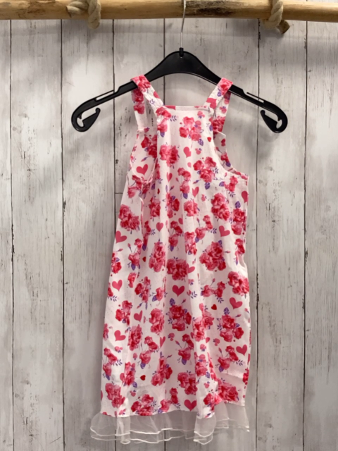 blue seven neu Kleid Gr. 110  weiß rosa Blumen + Herzen