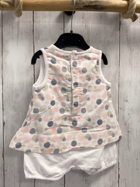 Boboli neu  Playsuit Gr. 68  weiß beige rosa blau Kreise aus Strichen 