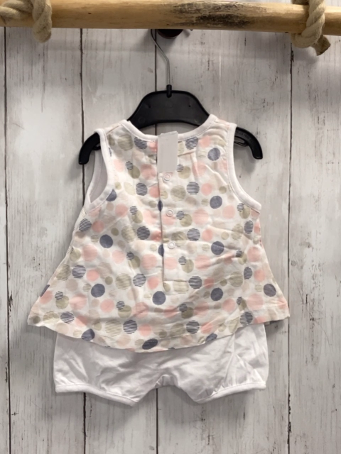 Boboli neu  Playsuit Gr. 62  weiß beige rosa blau Kreise aus Strichen 
