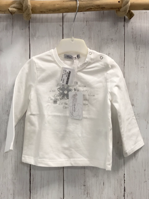 Gymp neu Langarmshirt Gr. 74  weiß silber Blumen + Schrift NP 18,95 €