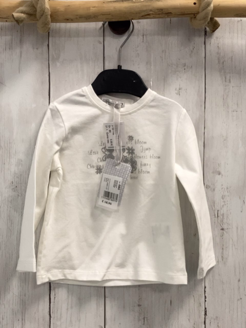 Gymp neu Langarmshirt Gr. 80  weiß silber Blumen + Schrift NP 18,95 €