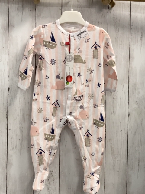 Boboli neu Strampler Gr. 68  rosa weiß gestreift maritime Motive