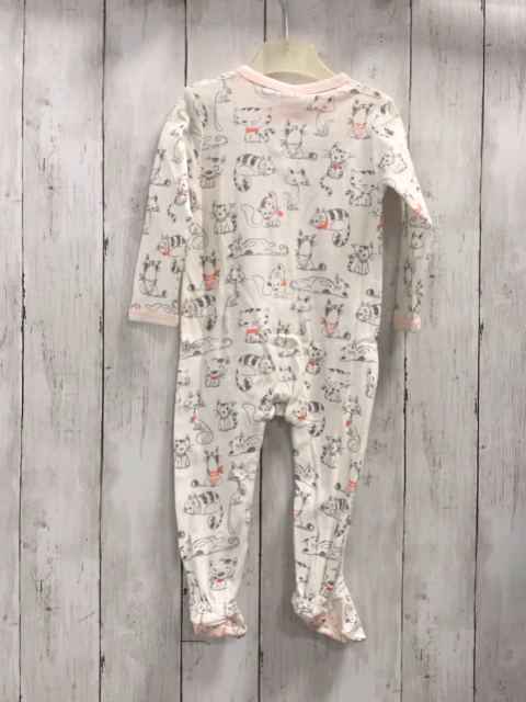 Boboli neu Strampler Gr. 74  weiß graue Katzen orange Nähte