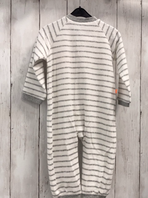 Boboli neu Strampler Gr. 68  weiß graue Streifen Frottee