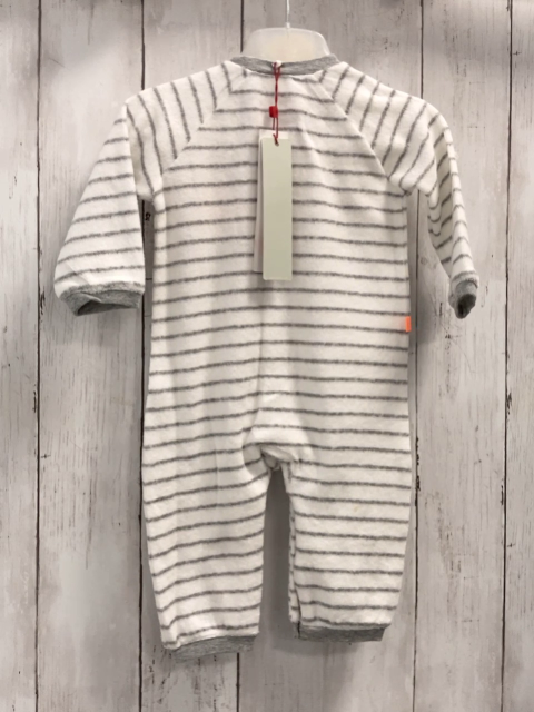 Boboli neu Strampler Gr. 62  weiß graue Streifen Frottee