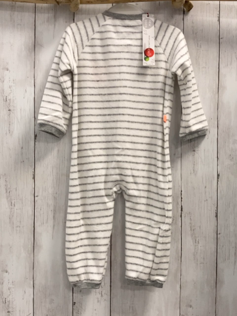 Boboli neu Strampler Gr. 74  weiß graue Streifen Frottee