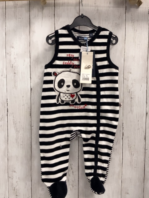 Blue seven neu Strampler Gr. 68  schwarz weiß gestreift Nicky Panda