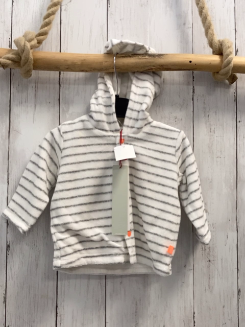 Boboli neu Frotteejacke Gr. 56  weiß graue Streifen orange Knöpfe