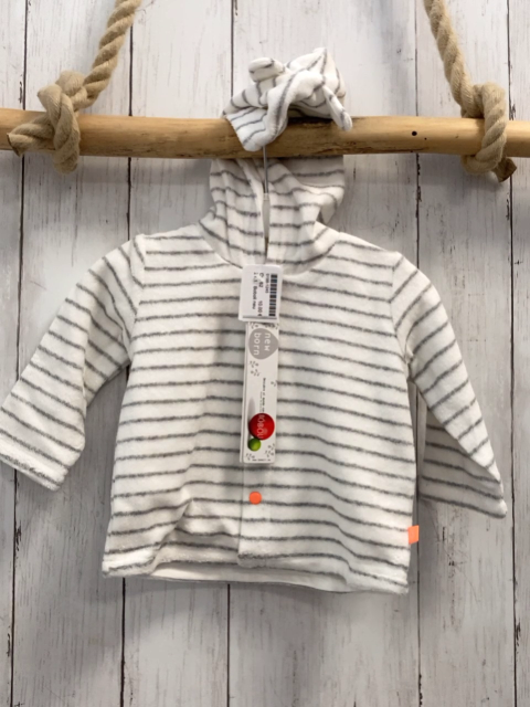 Boboli neu Frotteejacke Gr. 62  weiß graue Streifen orange Knöpfe