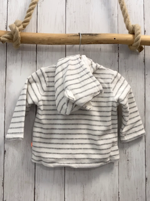 Boboli neu Frotteejacke Gr. 62  weiß graue Streifen orange Knöpfe