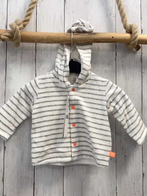 Boboli neu Frotteejacke Gr. 56  weiß graue Streifen orange Knöpfe