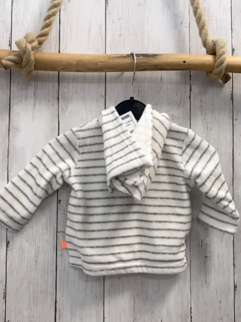 Boboli neu Frotteejacke Gr. 56  weiß graue Streifen orange Knöpfe