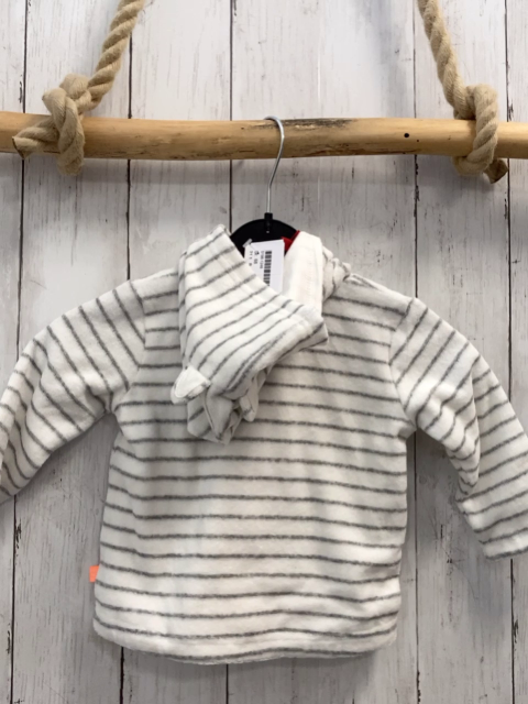 Boboli neu Frotteejacke Gr. 68  weiß graue Streifen orange Knöpfe